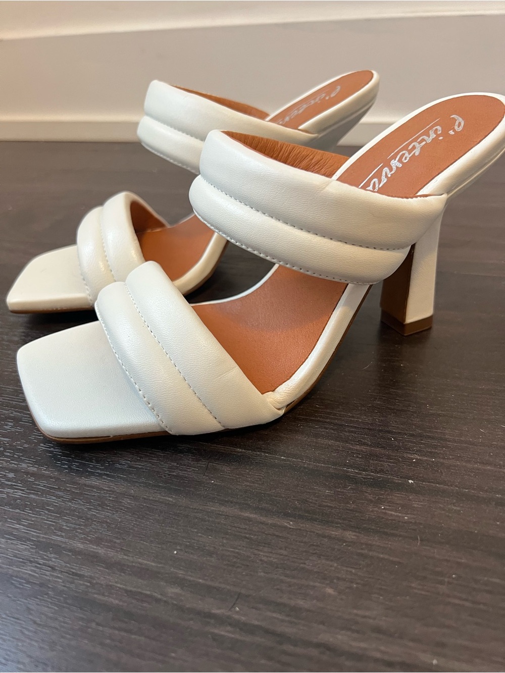 L'Intervalle White Leather Heeled Mules